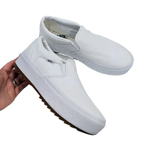 White Slip On Platform VANS Asher Platform Sneaker Women's